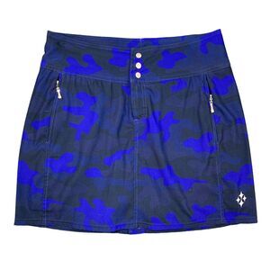 Jofit Golf Skort Womens 0 Bright Blue Camo Pockets Button Closure Inner Short
